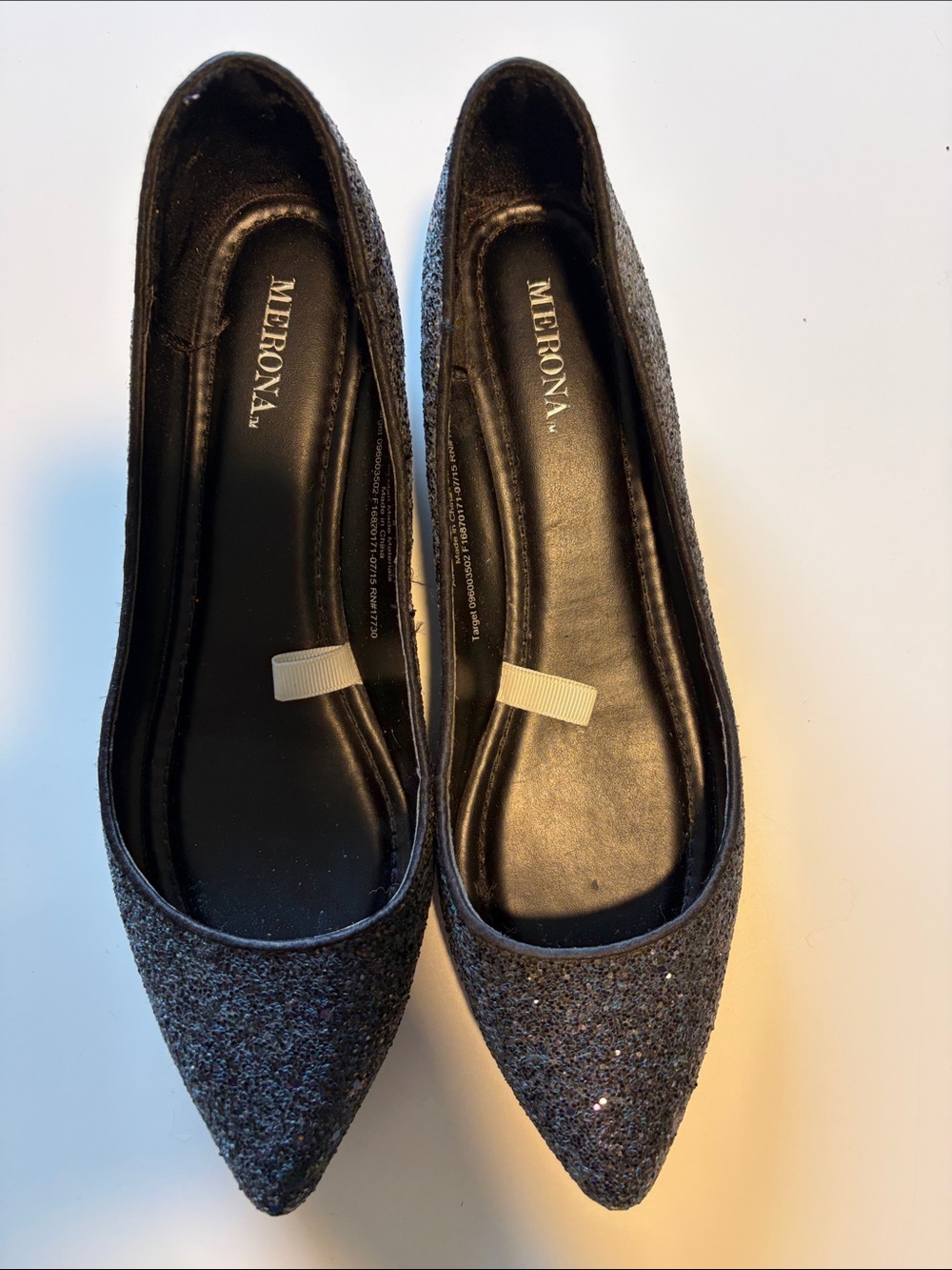 Merona Women's Black Glitter Pointed Flats